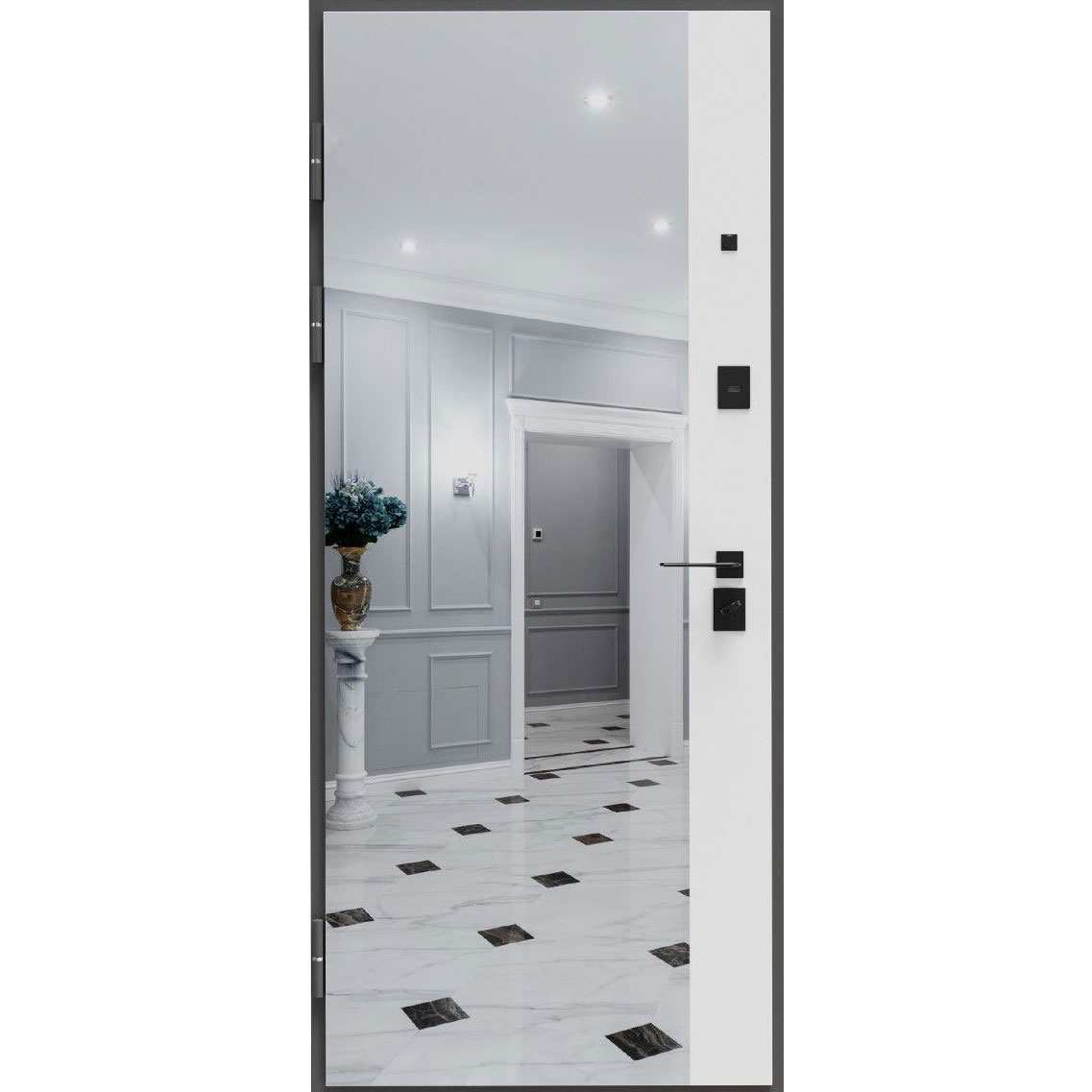 Ușă Exterior Monaco cu Oglinda (Soft touch gri / Alb mat) Ușă Exterior Monaco cu Oglinda (Soft touch gri / Alb mat)